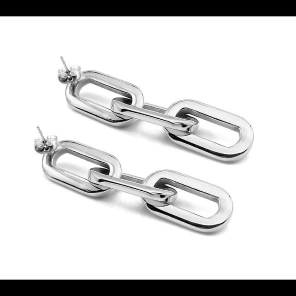 Gold 316L Stainless Steel Long Earrings - Picture 5 of 6